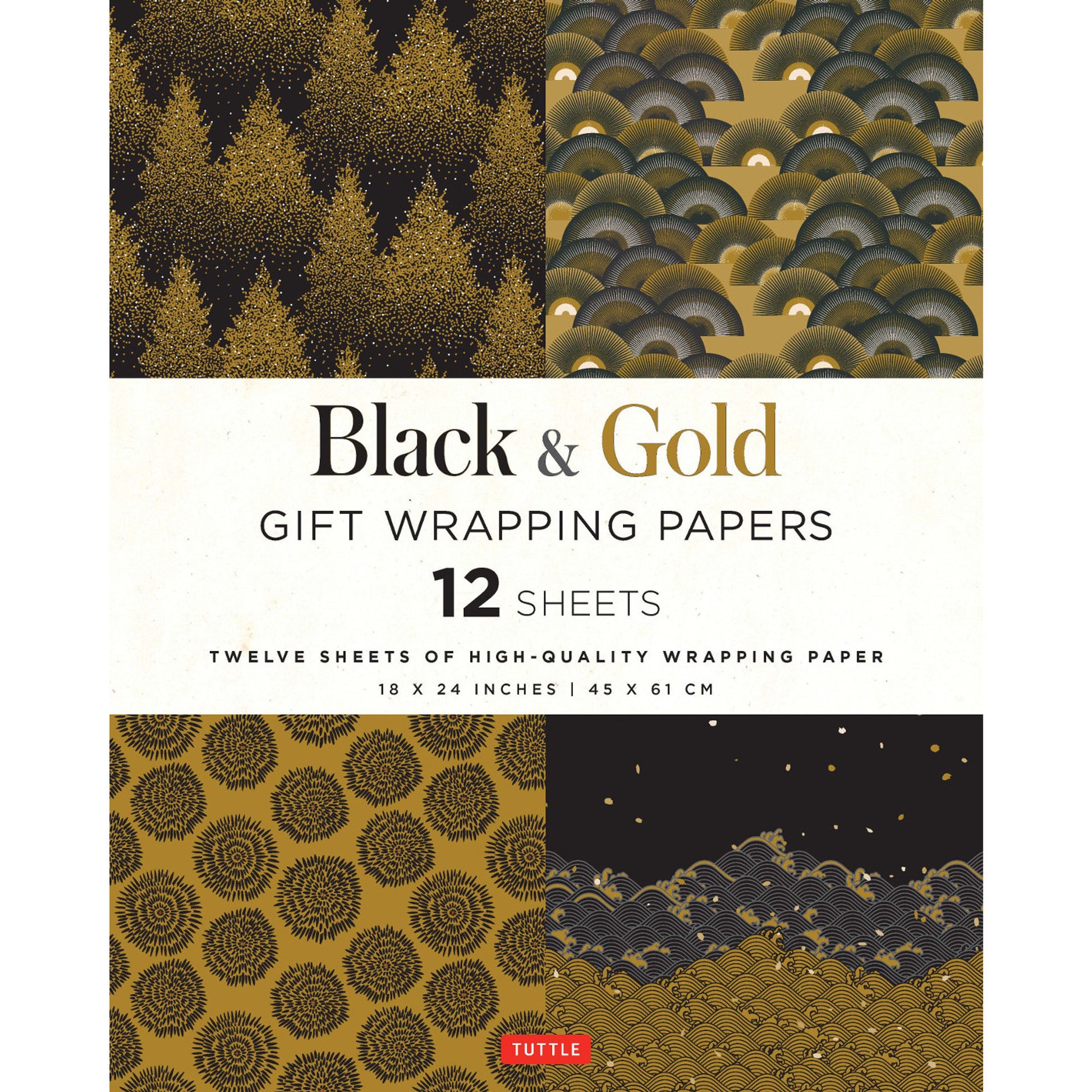 Gift Wrapping Paper 12 sheets - Black and Gold