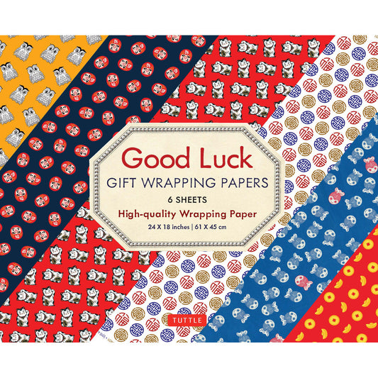 Gift Wrapping Paper 6 sheets - Good Luck