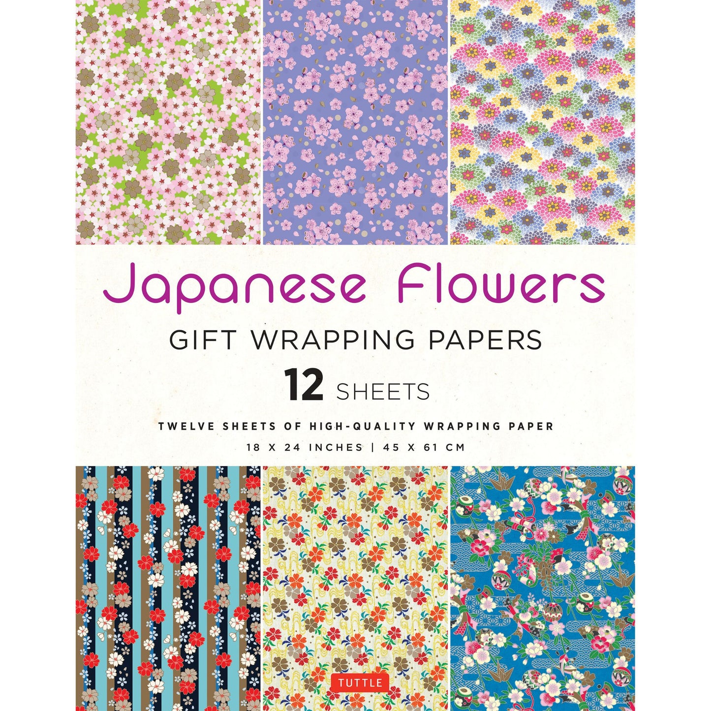 Gift Wrapping Paper 12 sheets - Japanese Flowers