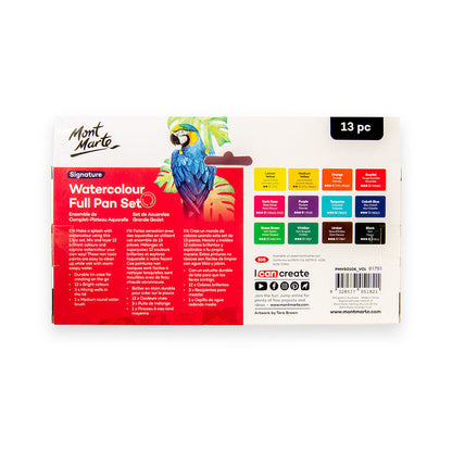 Mont Marte Watercolour Full Pan Set 13pc in Tin