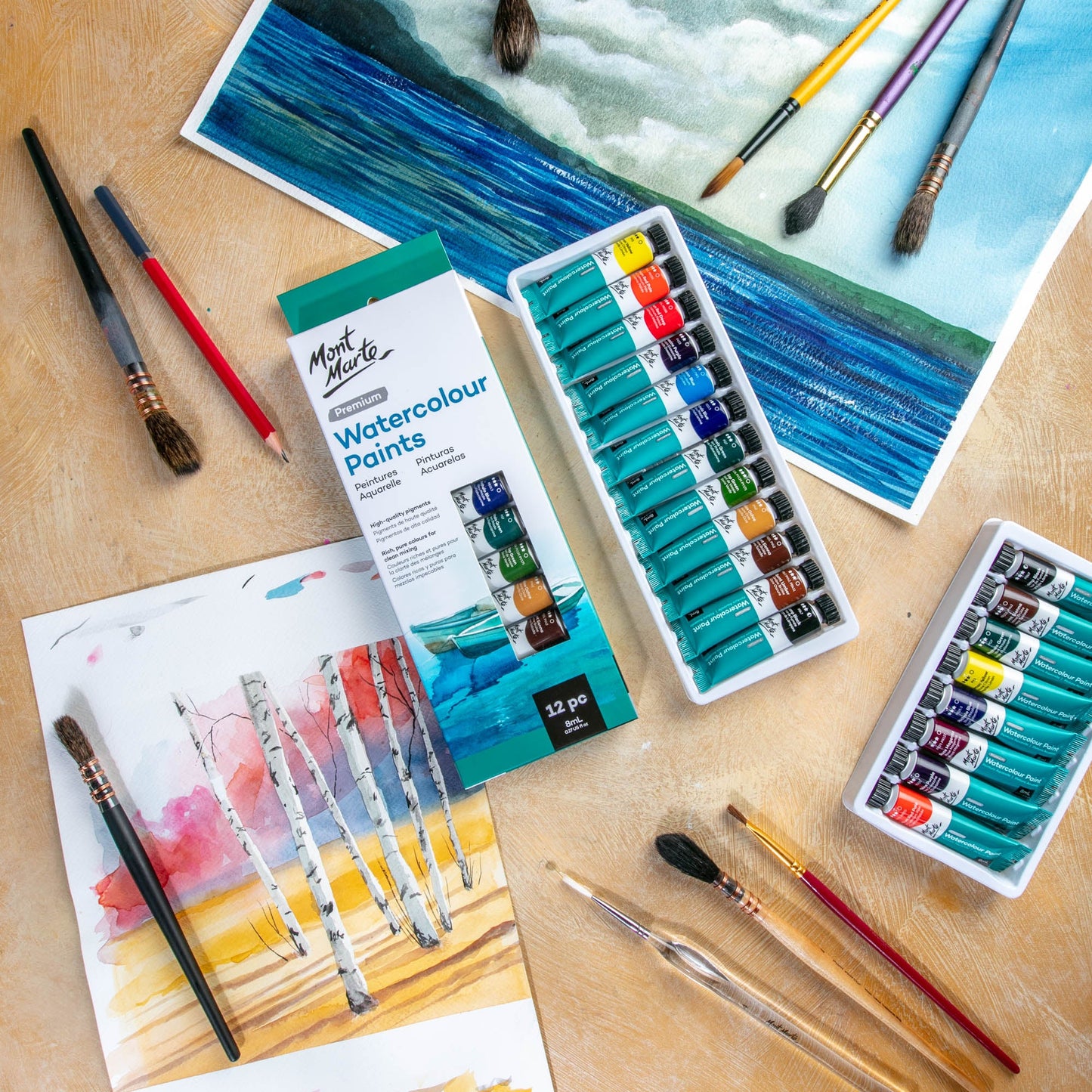 Mont Marte Watercolour Paint Premium Set 12pc x 8ml - #product_vendor