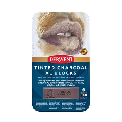 Derwent Tinted Charcoal XL Blocks Tin of 6