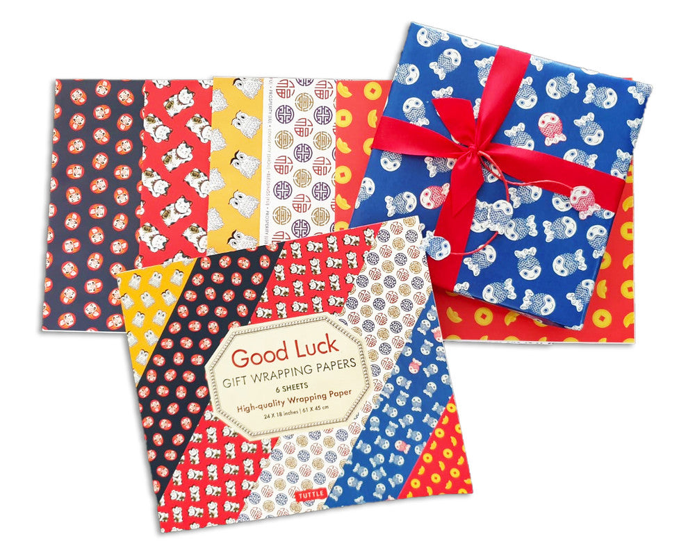 Gift Wrapping Paper 6 sheets - Good Luck