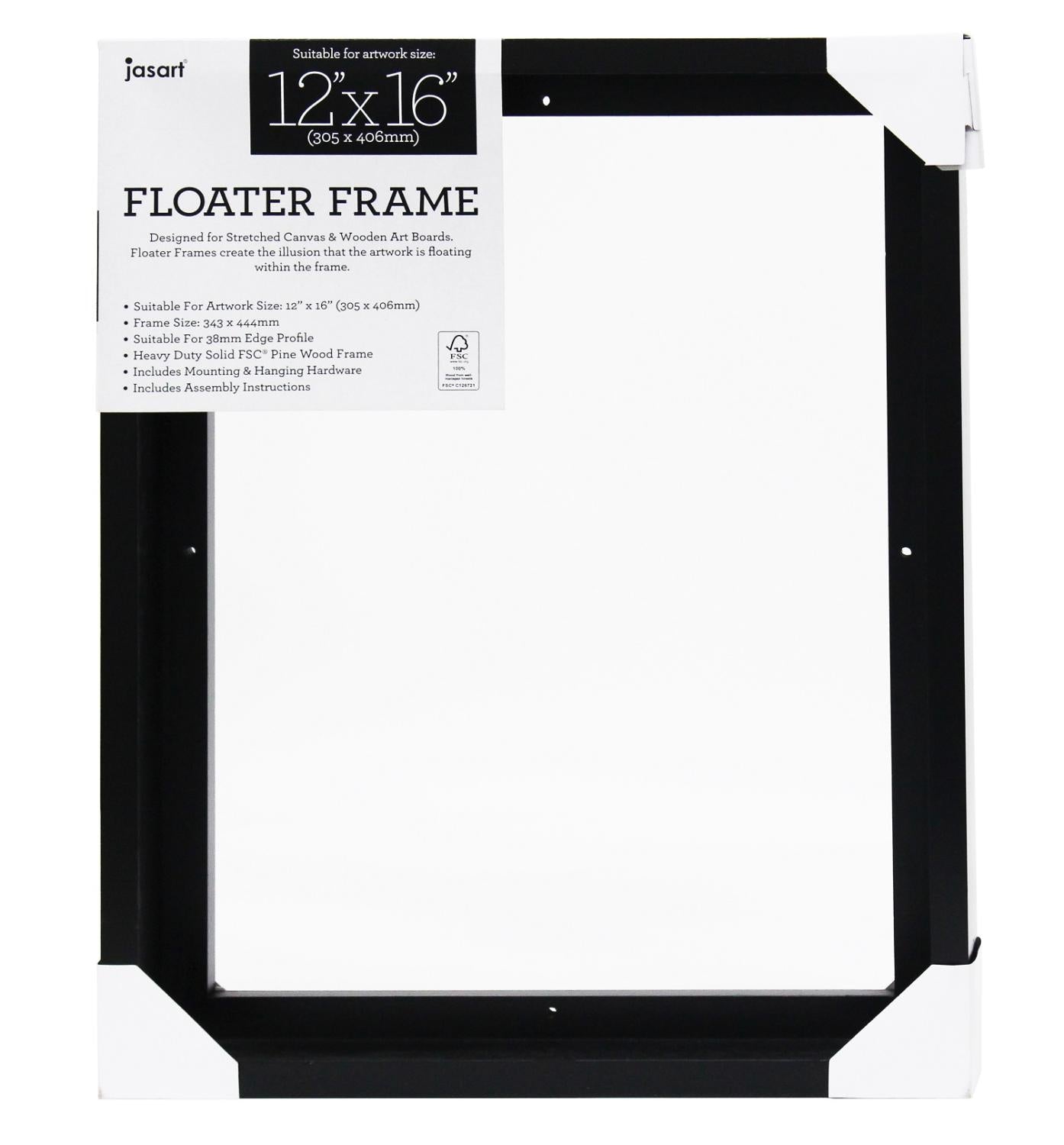 Jasart Floating Frame Thick Edge 16 x 12 inch BLACK