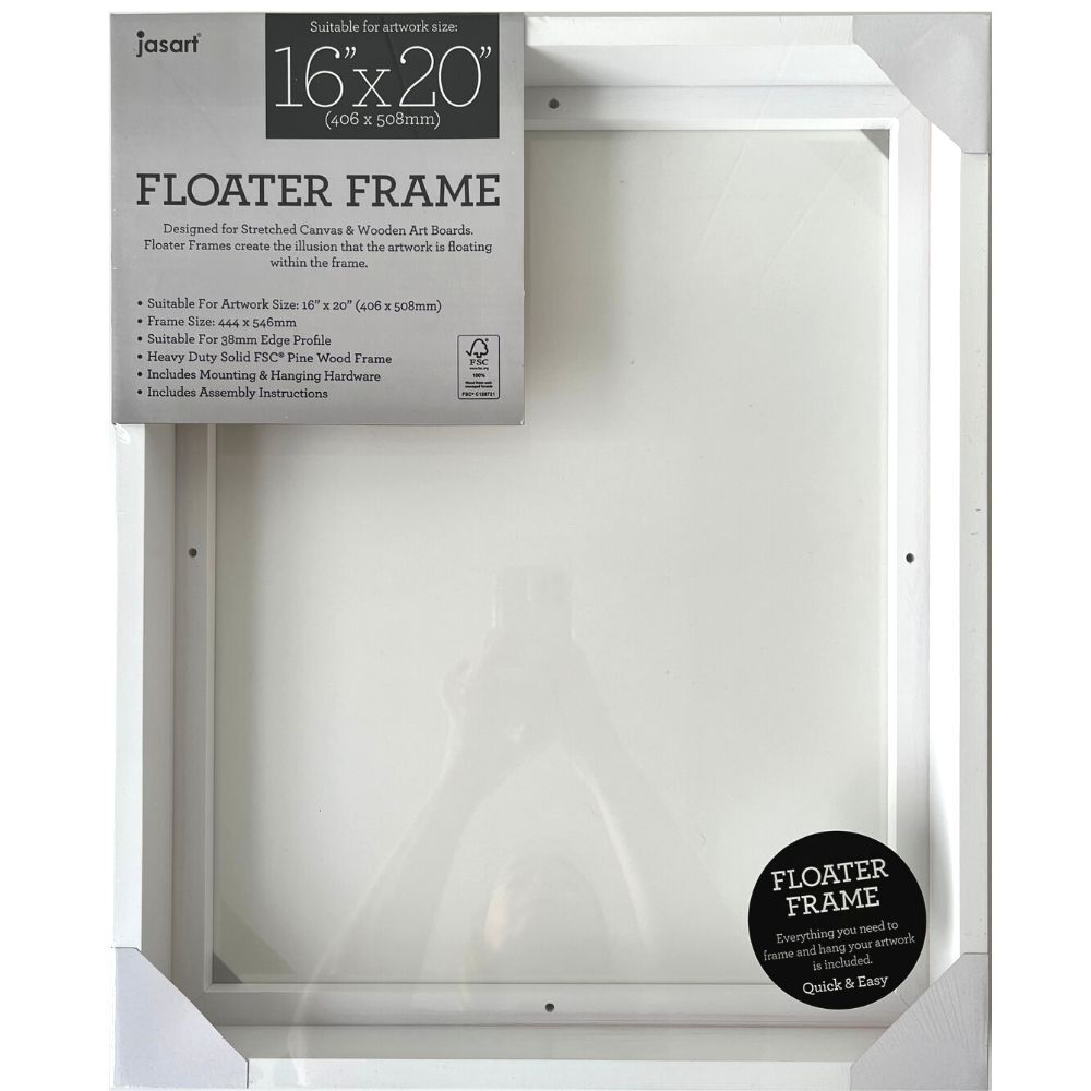 Jasart Floating Frame Thick Edge 16 x 20 inch White