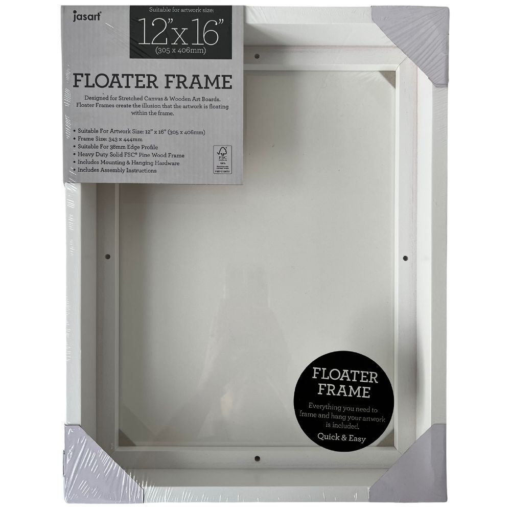 Jasart Floating Frame Thick Edge 16 x 12 inch White