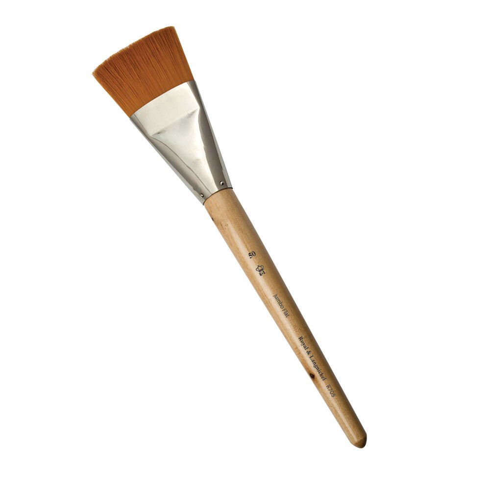 Jumbo Gold Synthetic Long Handle Size 40 Flat Brush