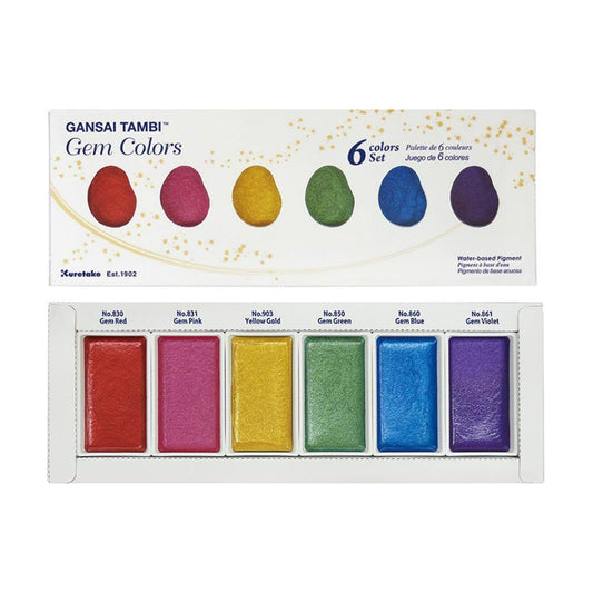 Kuretake Gansai Tambi Watercolours - 6 x Gem Colours