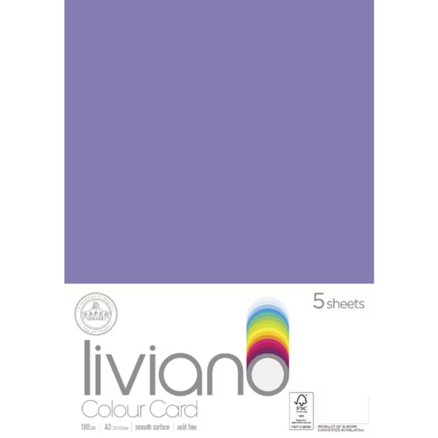 Liviano Light Card A3 180gsm Pack of 5 Purple