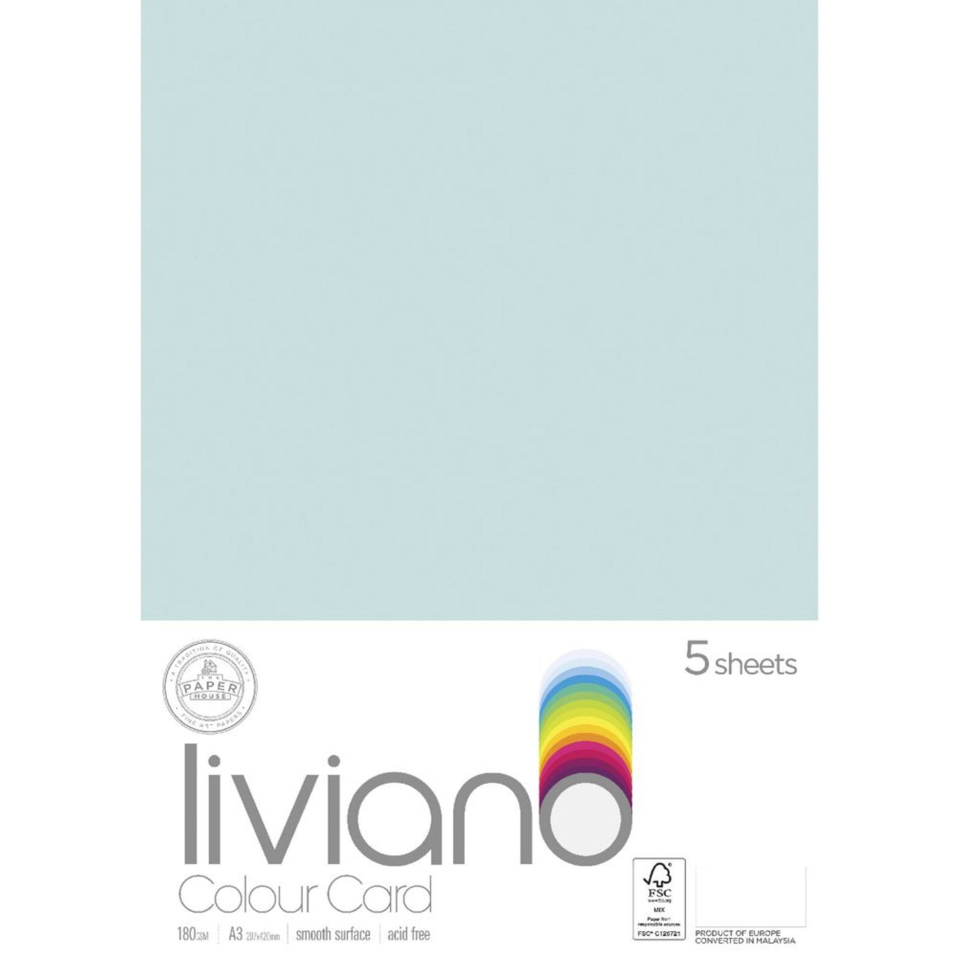 Liviano Light Card A3 180gsm Pack of 5 Sky Blue