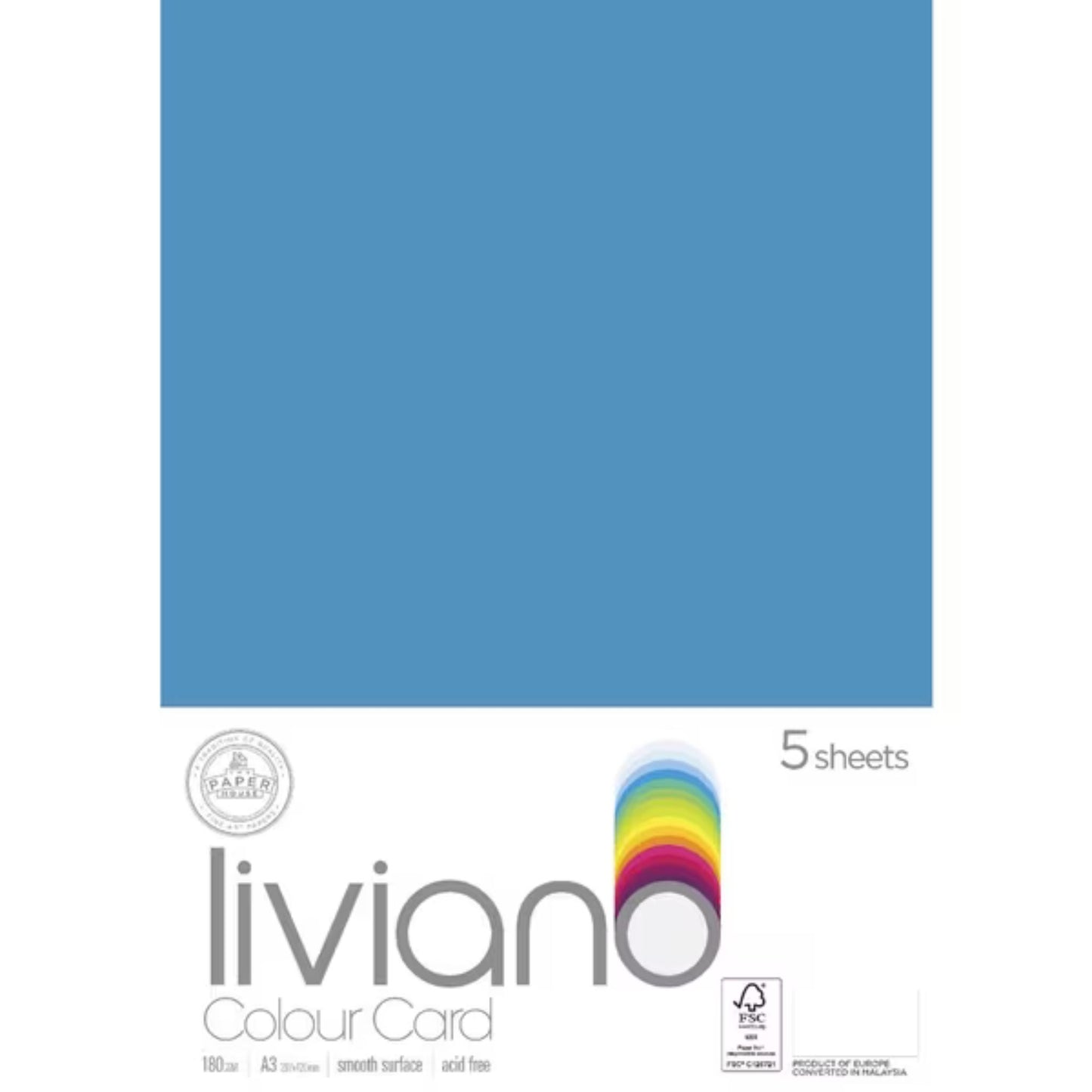 Liviano Light Card A3 180gsm Pack of 5 Turquoise