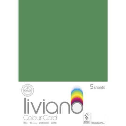 Liviano Light Card A3 180gsm Pack of 5 GREEN