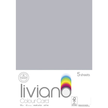 Liviano Light Card A3 180gsm Pack of 5 GREY