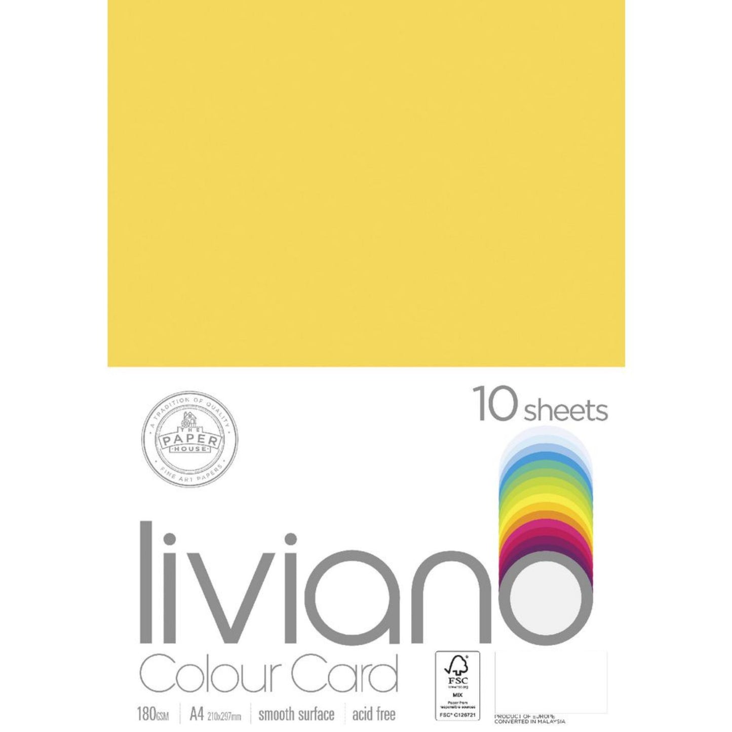 Liviano Light Card A3 180gsm Pack of 5 Lemon