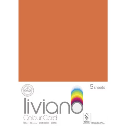 Liviano Light Card A3 180gsm Pack of 5 ORANGE