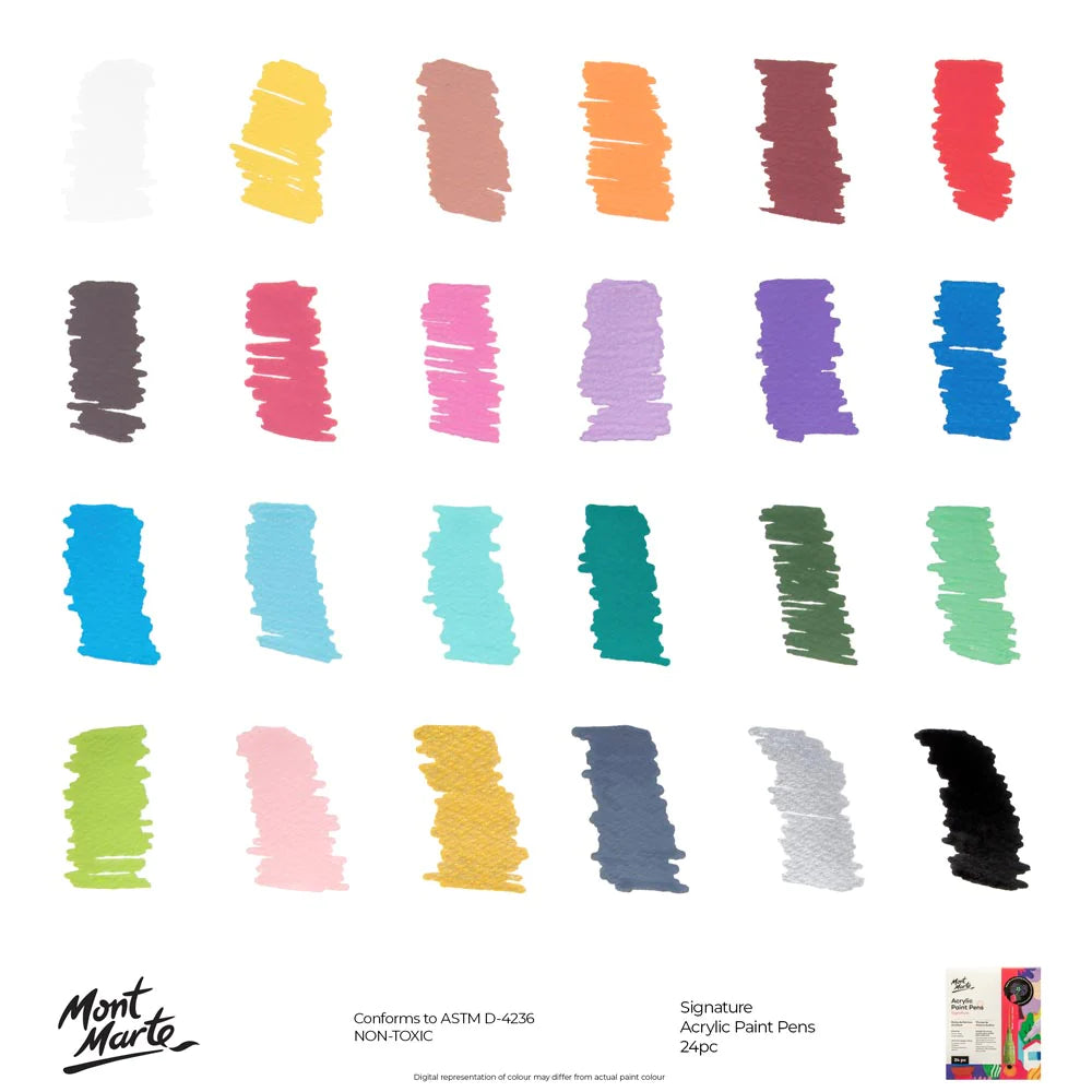 Mont Marte Acrylic Paint Pens Broad Tip 24pc