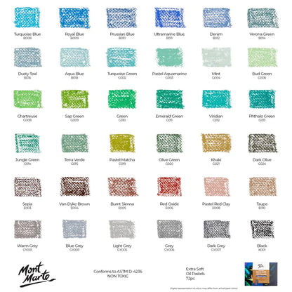 Mont Marte Extra Soft Oil Pastels Vibrant Hue 72pc