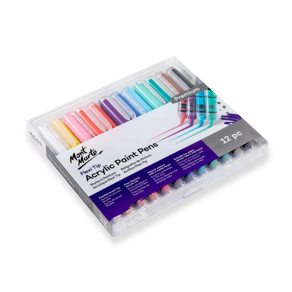 Mont Marte Flexi Tip Acrylic Paint Pens 12pc