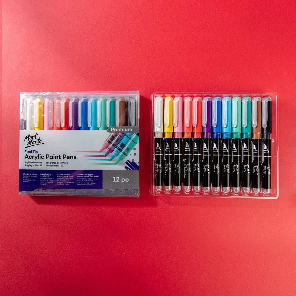 Mont Marte Flexi Tip Acrylic Paint Pens 12pc