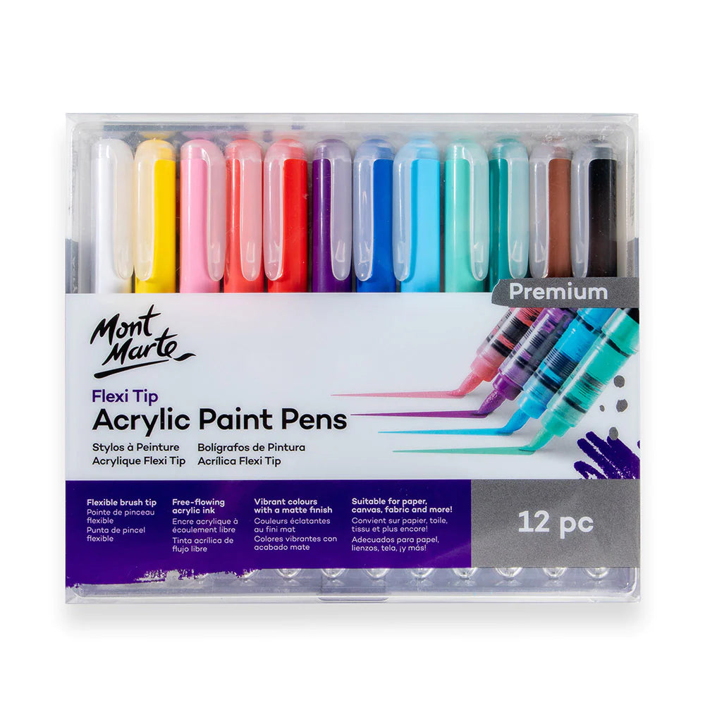 Mont Marte Flexi Tip Acrylic Paint Pens 12pc