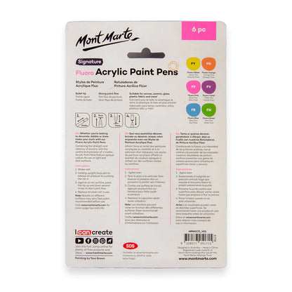 Mont Marte Acrylic Paint Pens Broad Tip FLUORO 6pc