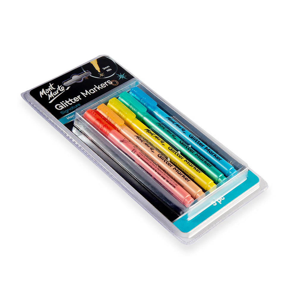 Mont Marte Brilliant Glitter Markers 5pce