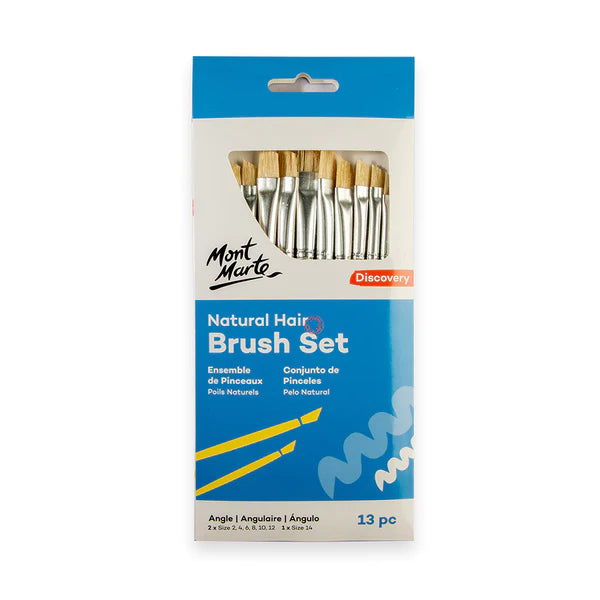 Mont Marte Natural Hair Flat Angle Brush Set 13pc