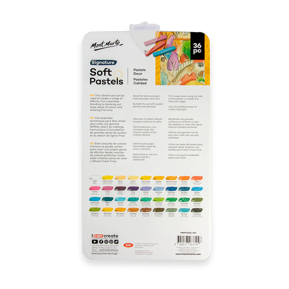 Mont Marte Soft Pastels 36pc in Tin