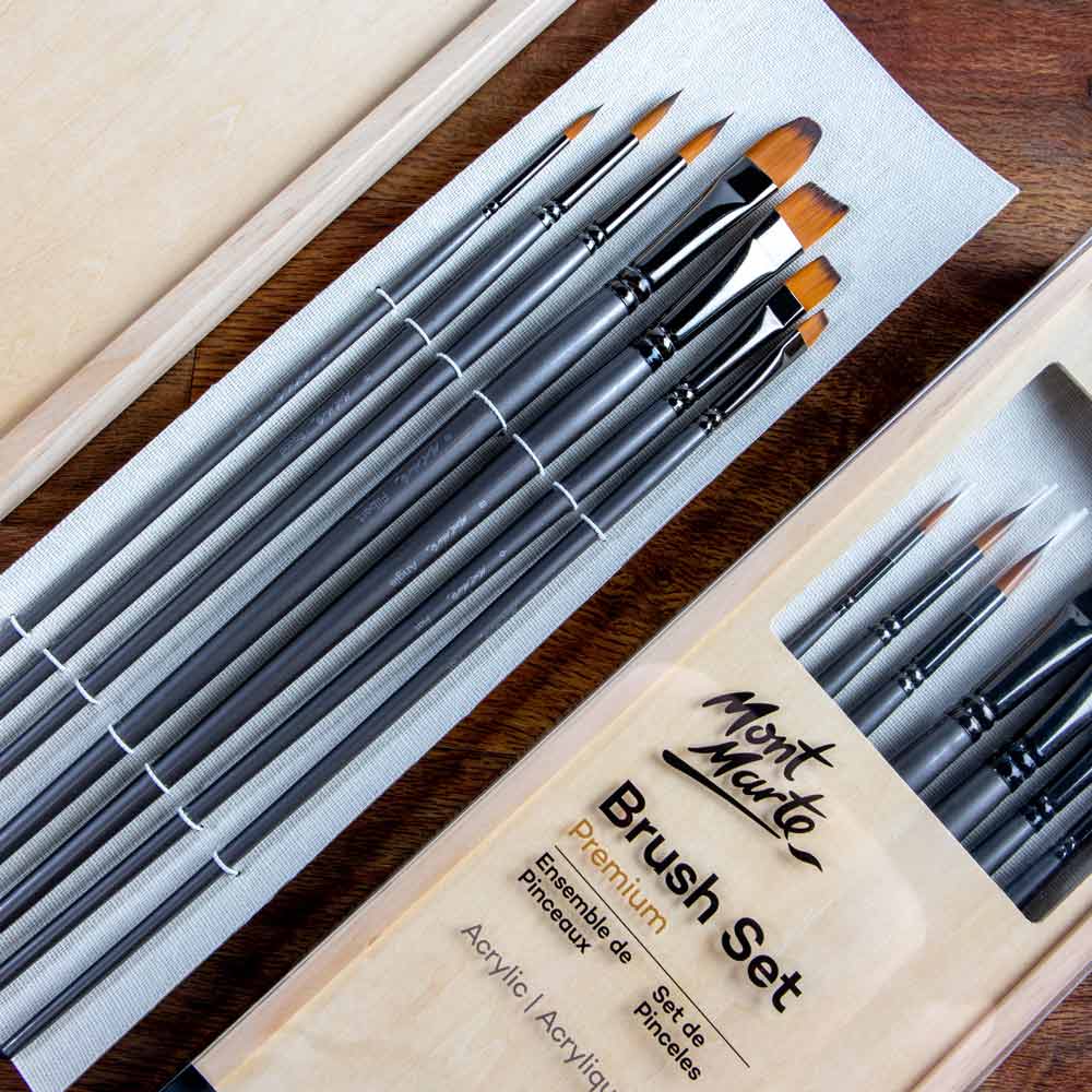 Mont Marte Acrylic Brush Set in box 7pce