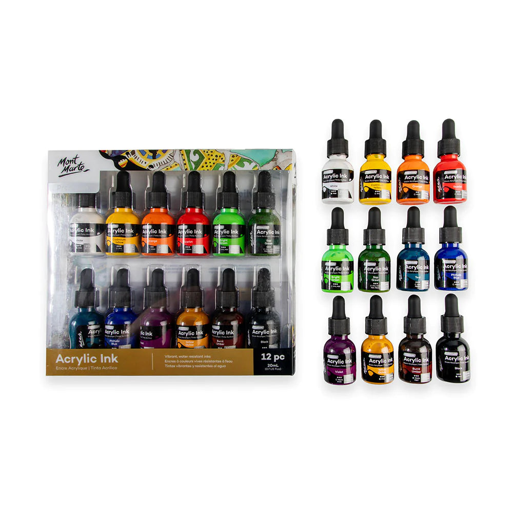 Mont Marte Acrylic Ink 12pc x 20ml