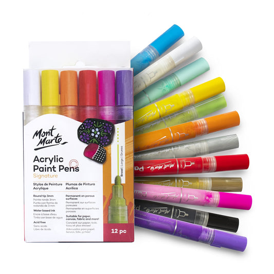 Mont Marte Acrylic Paint Pens Broad Tip 12pc