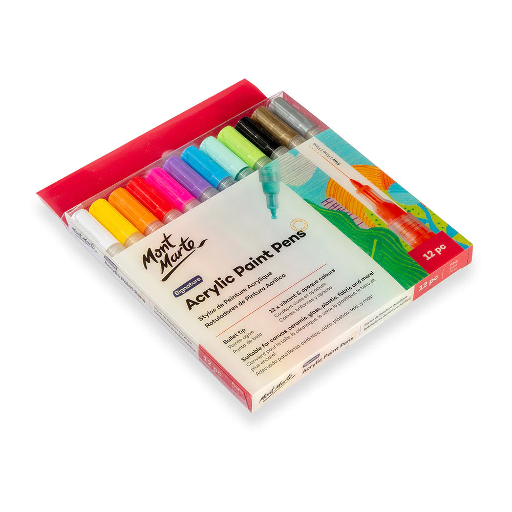 Mont Marte Acrylic Paint Pens Fine Tip 12pc