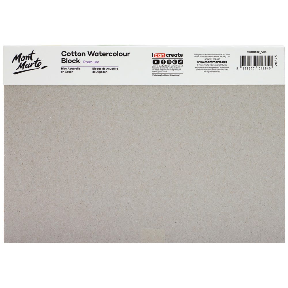 Mont Marte Cotton Watercolour Paper Block 300gsm 12 sheets