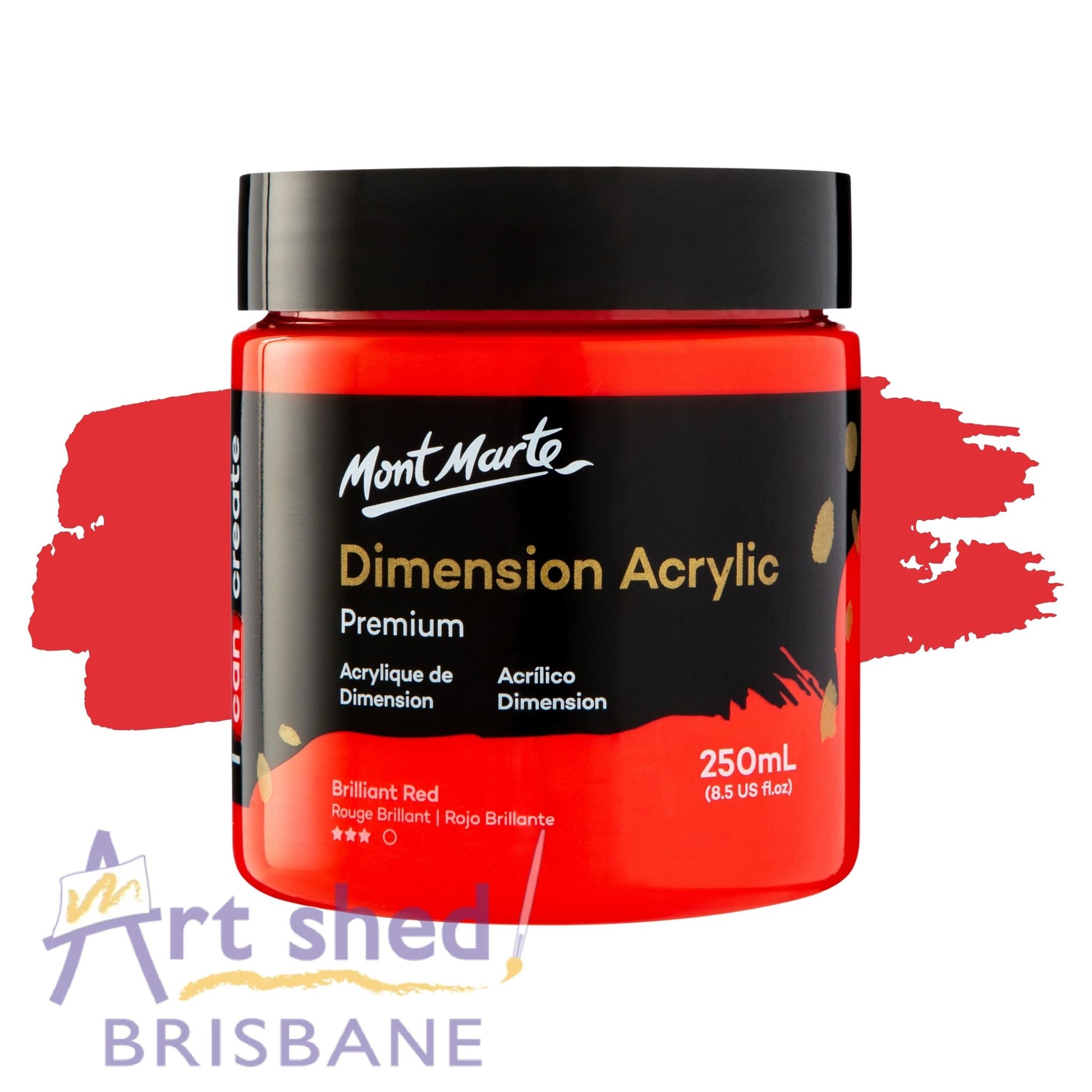 Mont Marte Dimension Acrylic Paint 250ml Brilliant Red