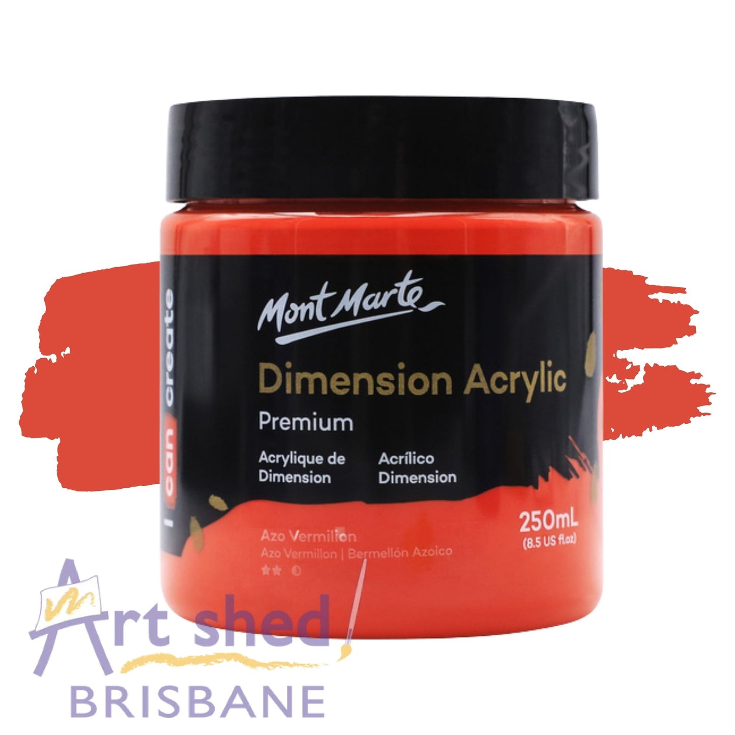 Mont Marte Dimension Acrylic Paint 250ml Azo Vermillion