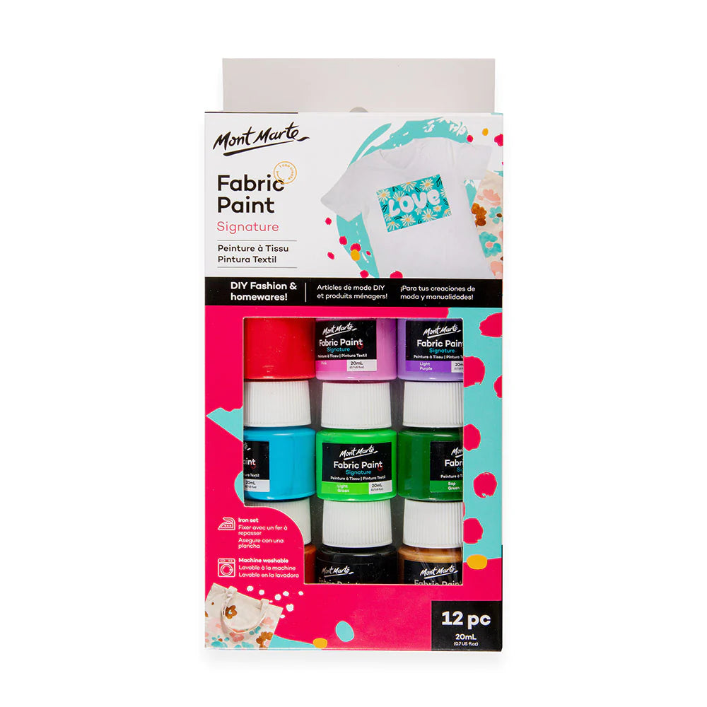 Mont Marte Fabric Paint Set 12pc x 20ml