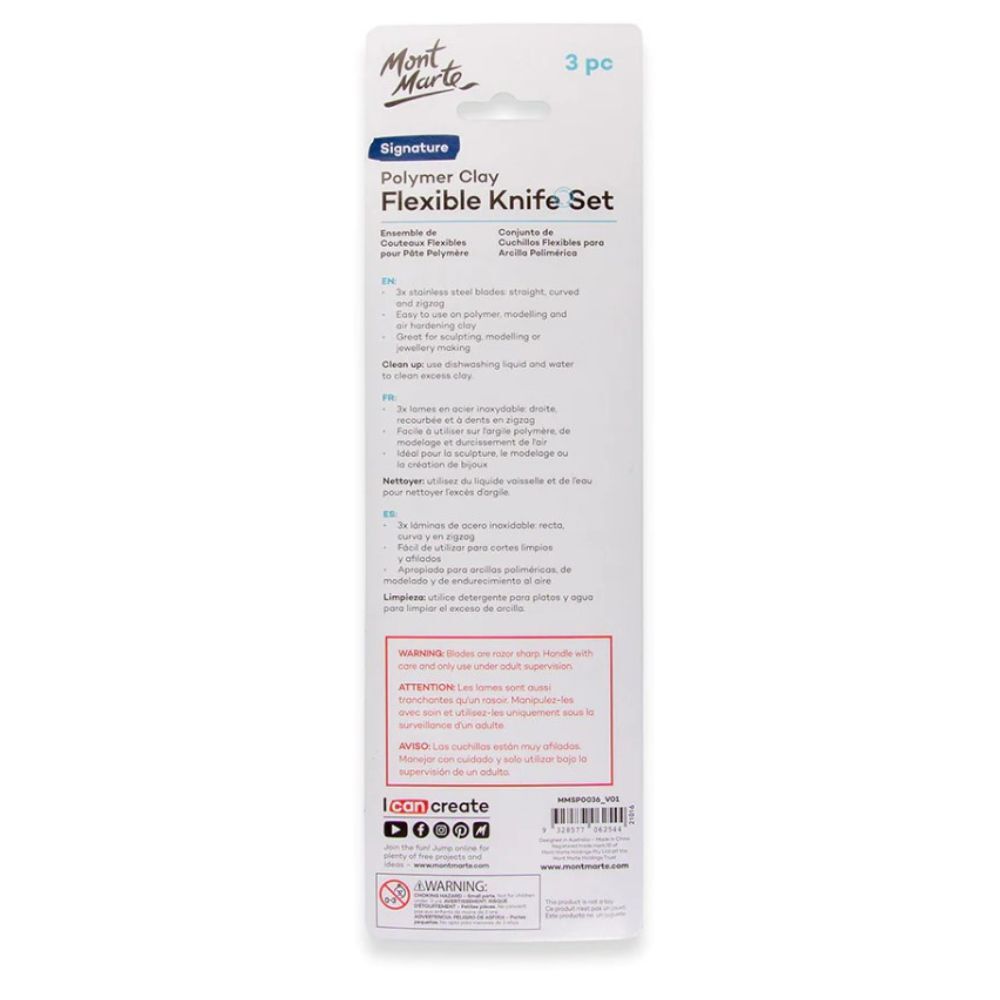 Mont Marte Flexible Polymer Clay Blade 3pce