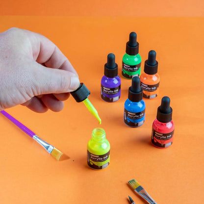 Mont Marte Fluoro Acrylic Ink 6pc x 20ml