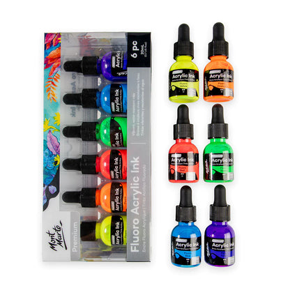 Mont Marte Fluoro Acrylic Ink 6pc x 20ml