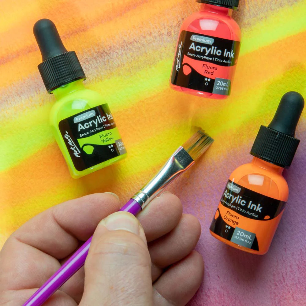 Mont Marte Fluoro Acrylic Ink 6pc x 20ml