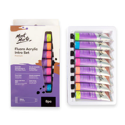 Mont Marte Fluro Acrylic Intro Set 8pce x 18ml