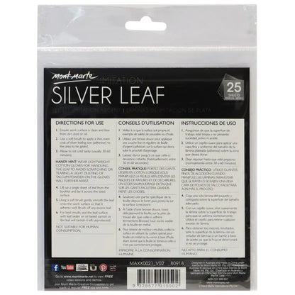 Mont Marte Imitation Silver Leaf 14x14cm 25 sheets