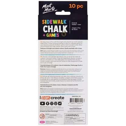 Mont Marte Kids Colour Sidewalk Chalk and Games 10pce