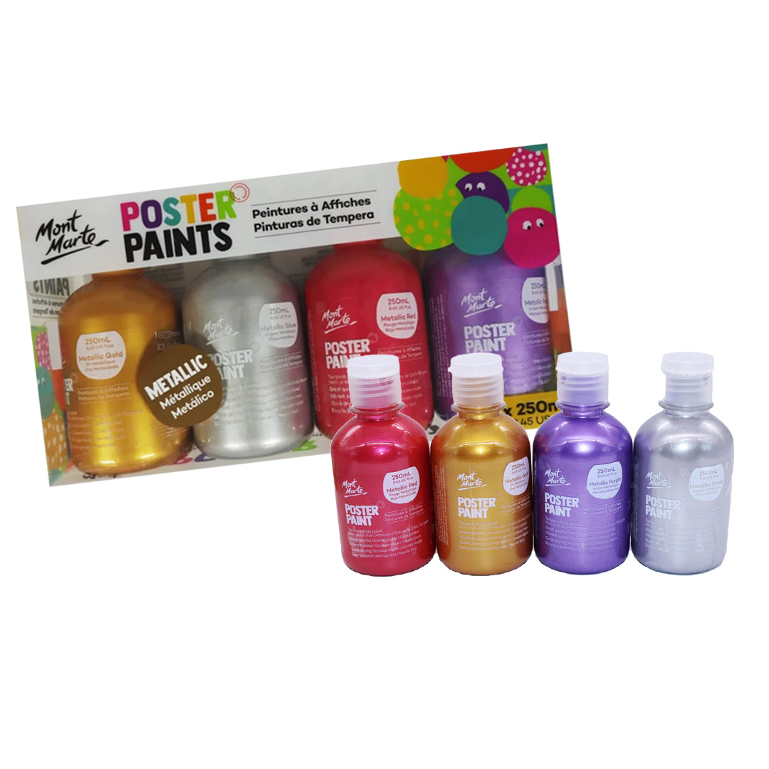 Mont Marte Kids Poster Paint 250ml 4pce - Metallic