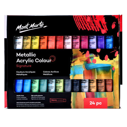 Mont Marte Metallic Acrylic Colour Paint Set 24pc x 36ml