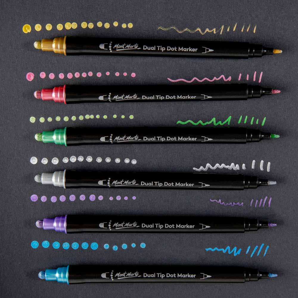 Mont Marte Metallic Dot Markers Dual Tip 6pc