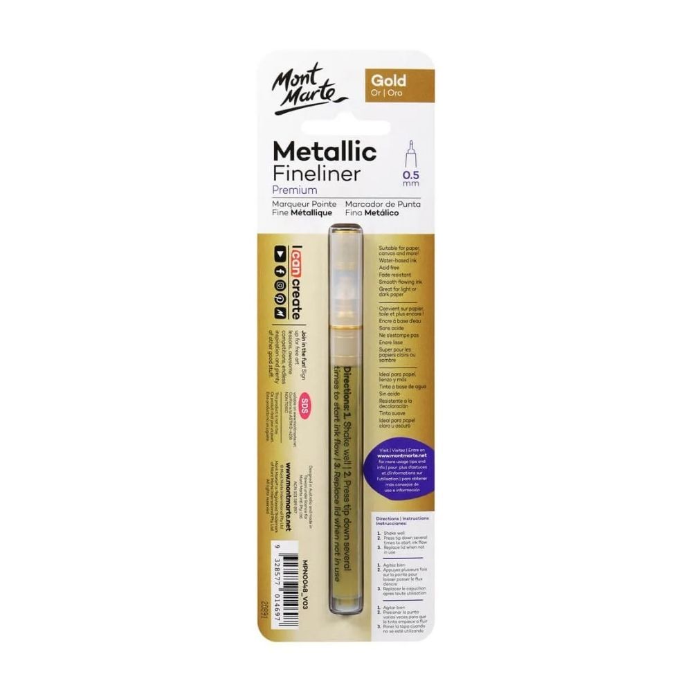 Mont Marte Metallic Marker Fine Point - Gold