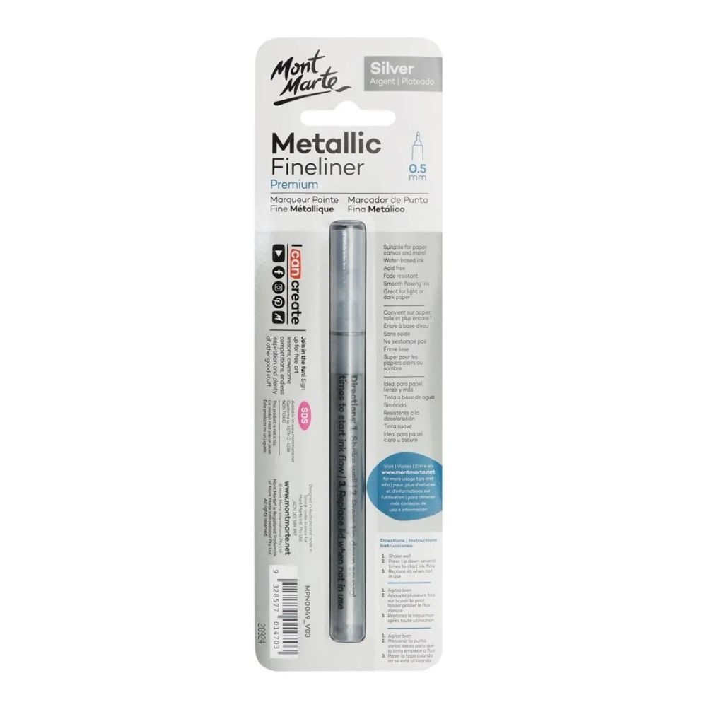 Mont Marte Metallic Marker Fine Point - Silver