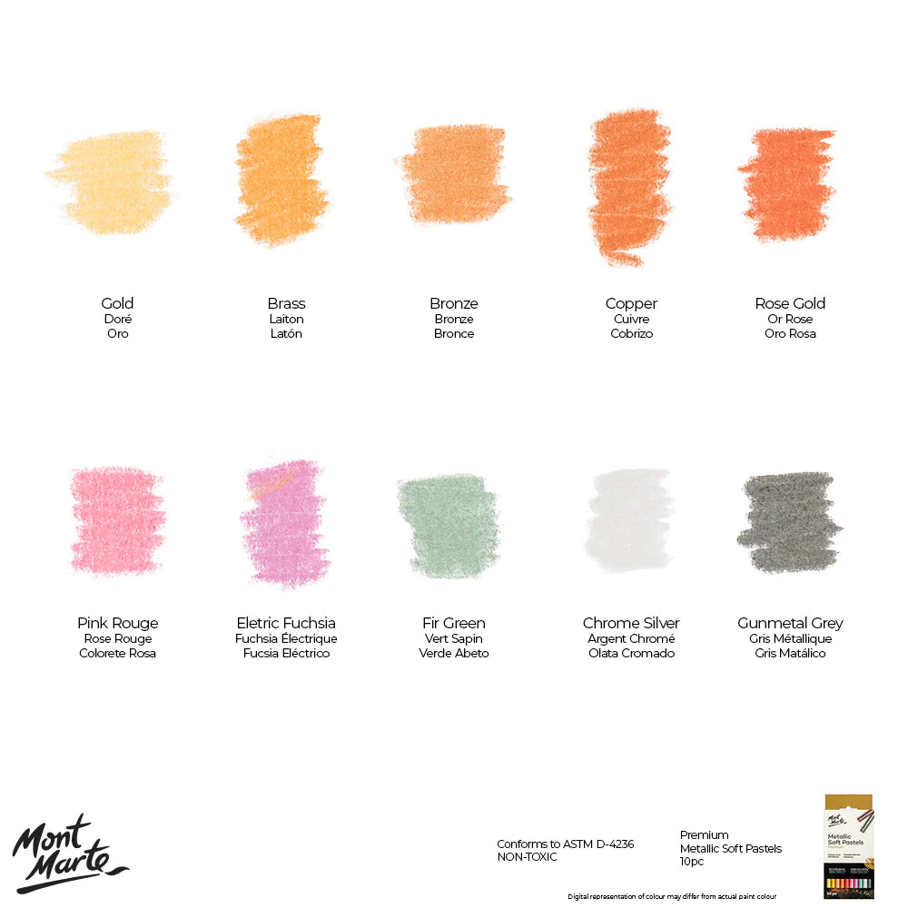 Mont Marte Metallic Soft Pastels 10pc