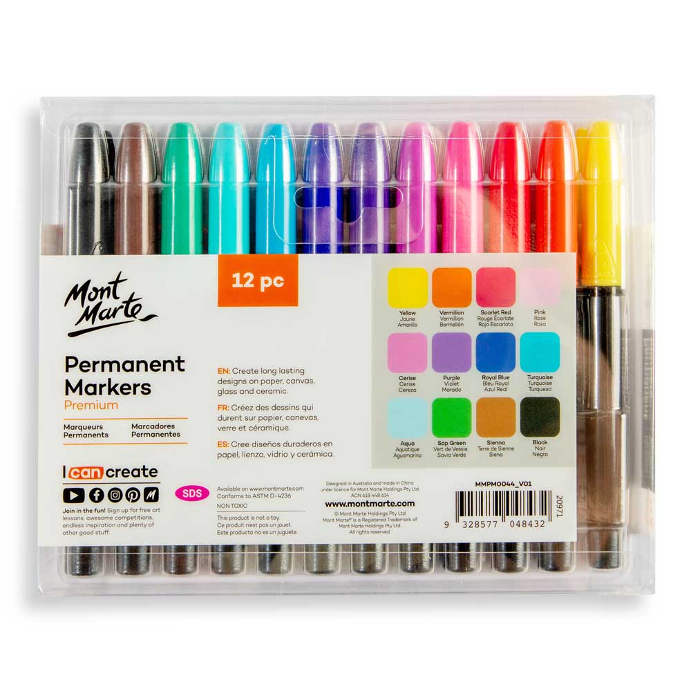 Mont Marte Permanent Markers 12pc